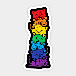 Cat Stack Rainbow Gay Pride Cute Lgbt Animal Pet Lover Sticker
